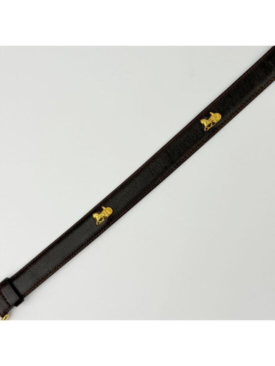 Celine Hose Carriage Leather Belt Dark Brown Gold Vintage main image 13